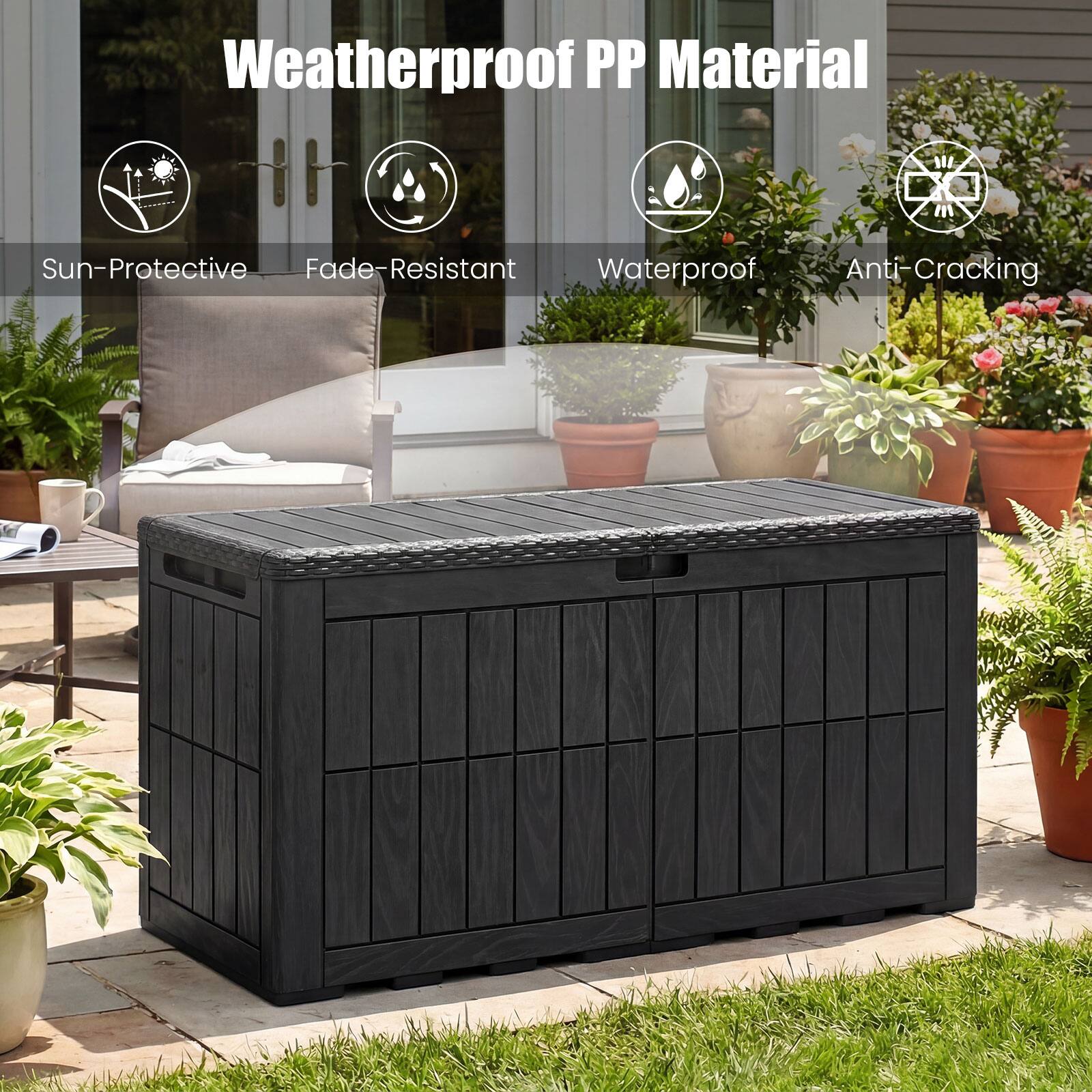 Weatherproof PP Material

- Sun-Protective
- Fade-Resistant
- Waterproof
- Anti-Cracking