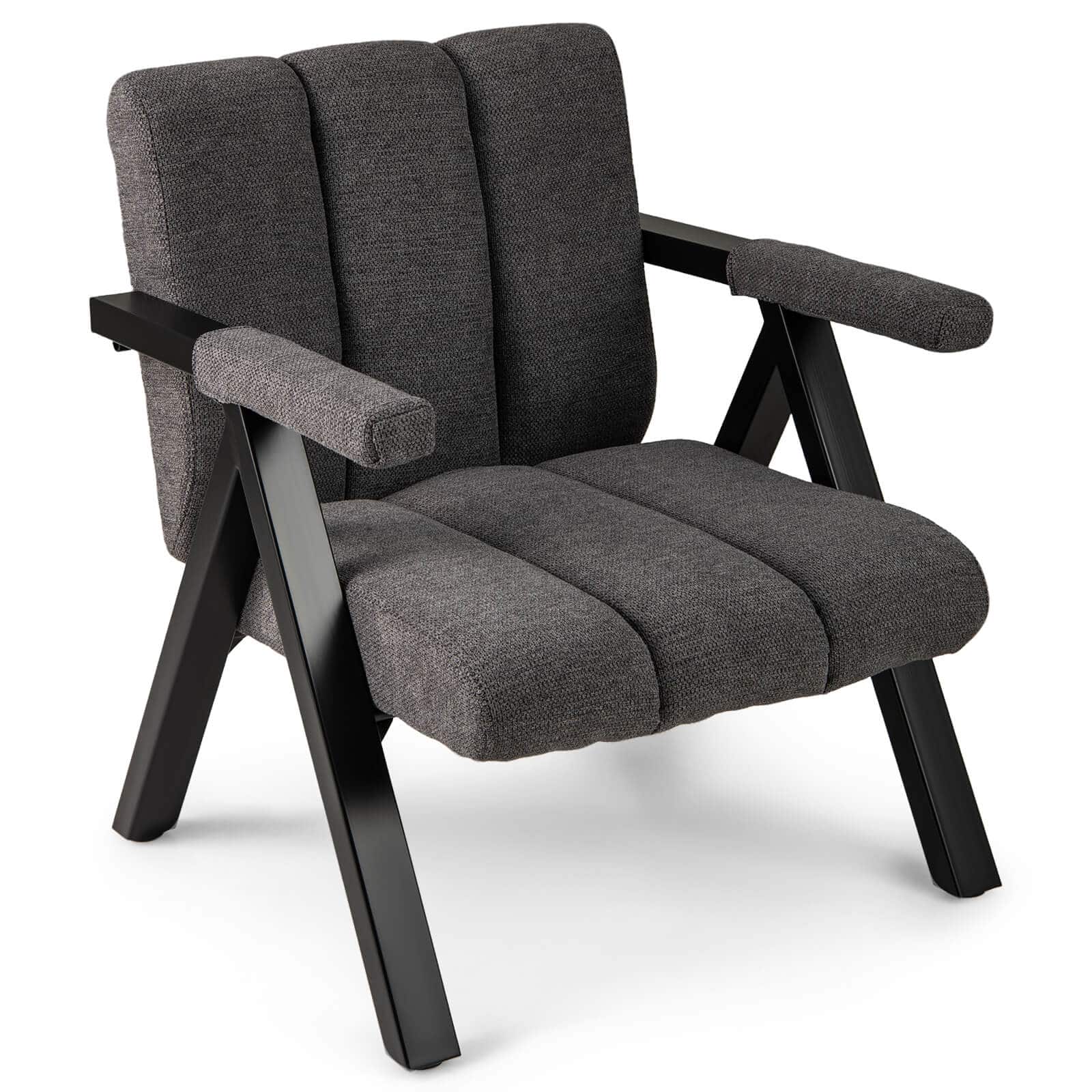 Costway - 1 PCS Oversized Accent Chair with Metal Frame & Armrests Mid-century Modern Armchair - Gray