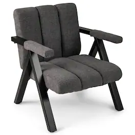Costway - 1 PCS Oversized Accent Chair with Metal Frame & Armrests Mid-century Modern Armchair - Gray
