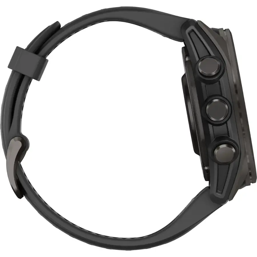 Alt View 6. Garmin - fēnix 8 AMOLED Sapphire  GPS Smartwatch 43mm Fiber-reinforced polymer - Carbon Gray DLC Titanium.
