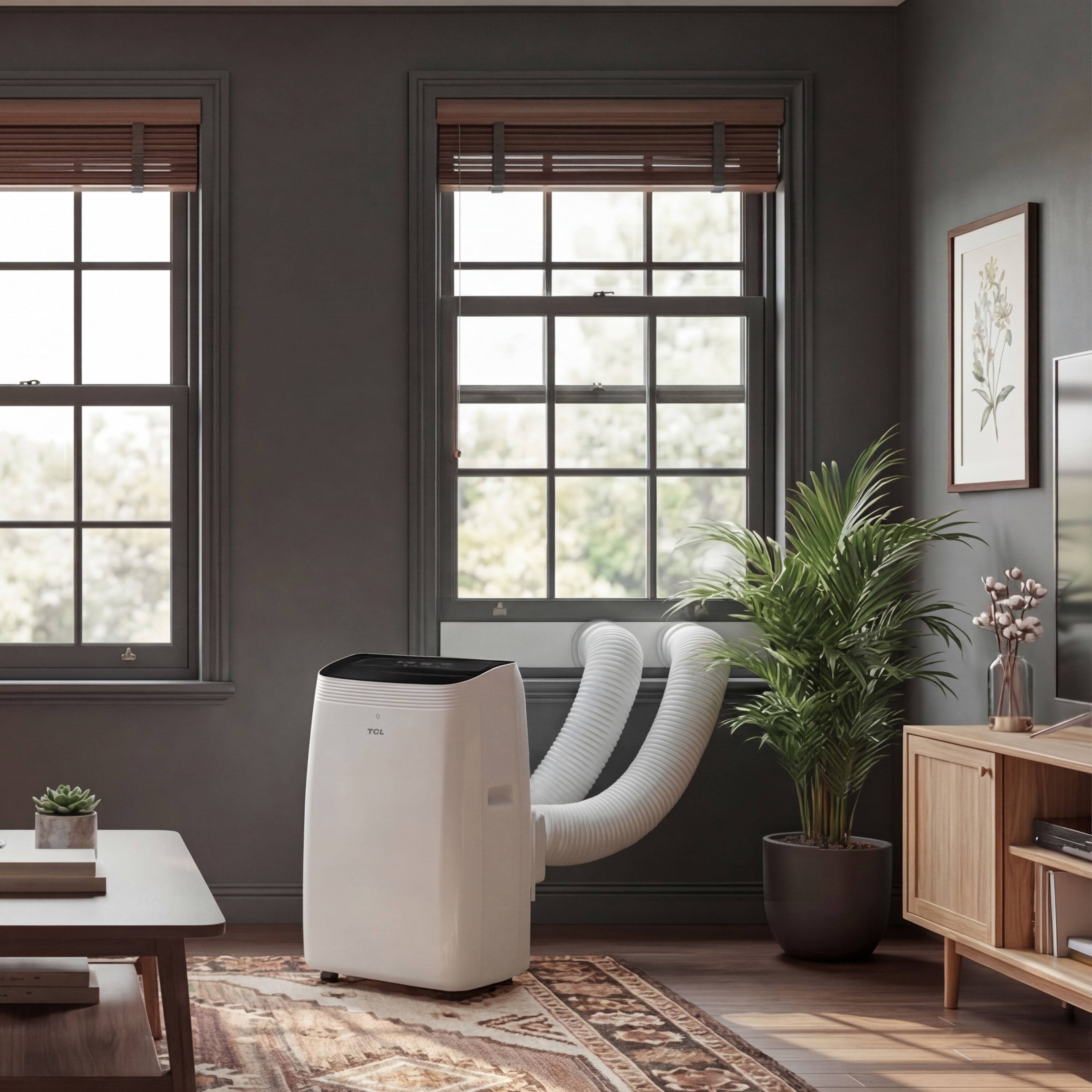 Alt View 16. TCL - 450 Sq. Ft. 10,000 BTU Q-Series Ultra-Quiet Dual Hose Inverter Smart Portable Air Conditioner - White.