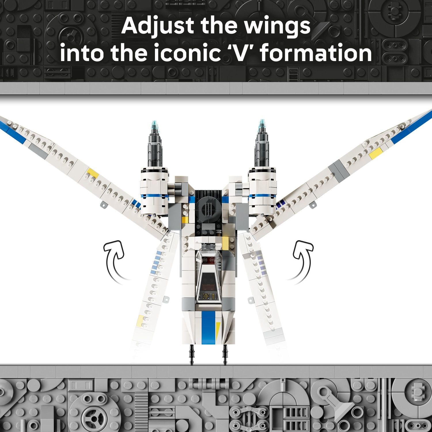 Adjust the wings into the iconic 'V' formation.