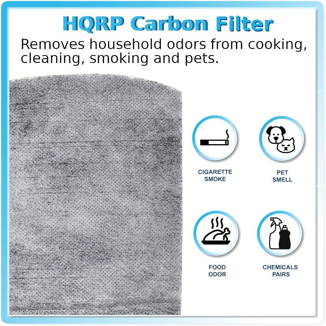 HQRP Carbon Filter Removes household odors from cooking, cleaning, smoking and pets. CIGARETTE SMOKE PET SMELL FOOD ODOR CHEMICALS PAIRS