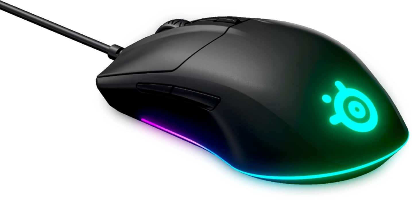 Alt View 16. SteelSeries - Rival 3 Lightweight Wired Optical Gaming Mouse with Brilliant Prism RGB Lighting - Black.