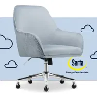 Serta - Chloe Soft Velvet Modern Home Office Chair - Ash Blue - Silver Chrome Base - Front_Zoom