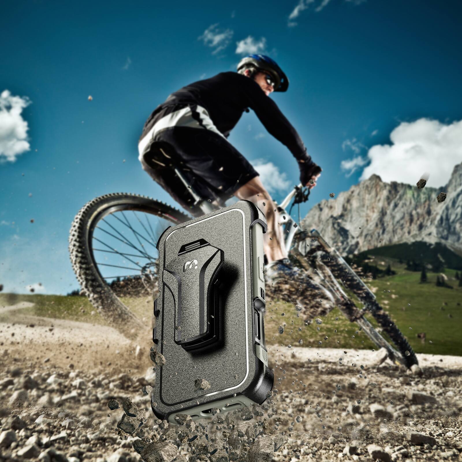 Alt View 4. Mybat Pro - MyBat Pro Maverick Series MagSafe Case w/ Holster and Tempered Glass for Apple iPhone 17 - Grey - Gray.