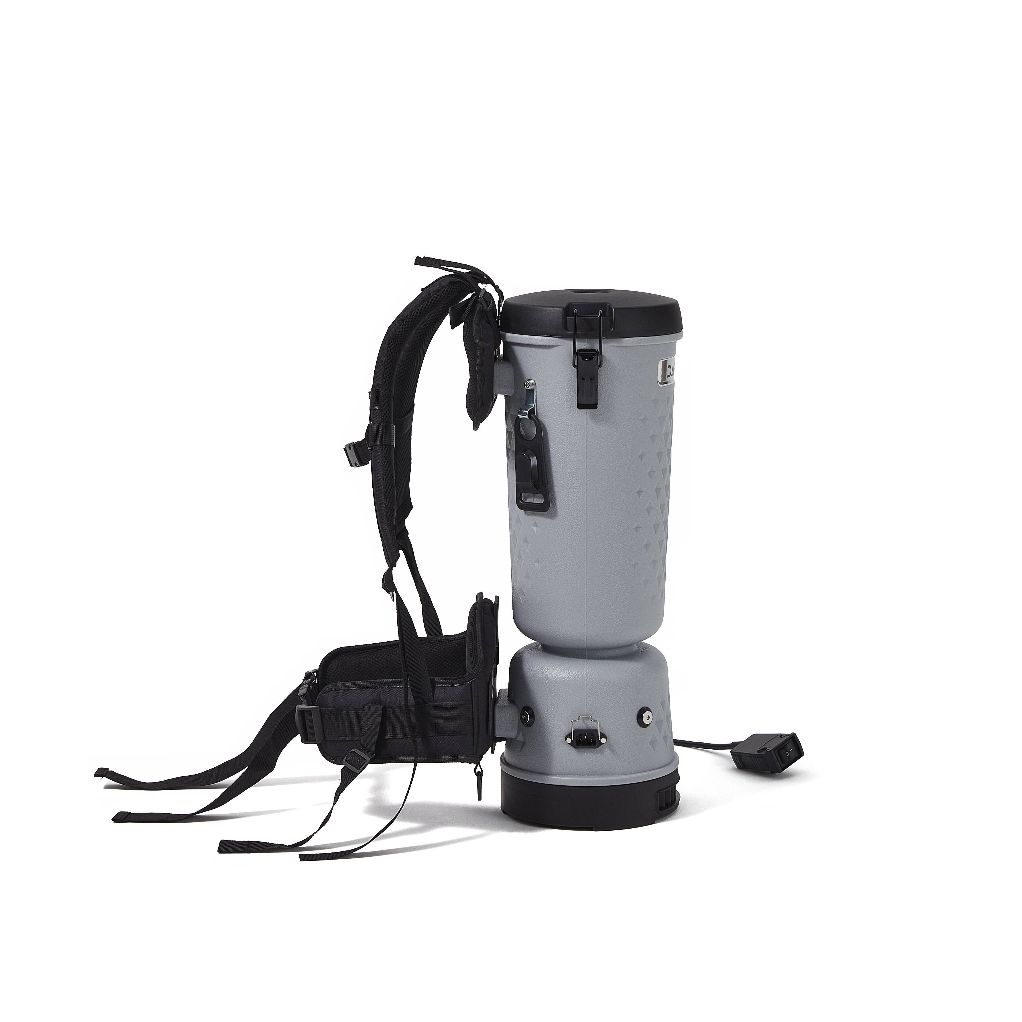 Alt View 9. Dapper Supply - Dapper Commercial Backpack Vacuum Cleaner 13 lb HEPA Filter 10.5 Qt Capacity 50 Ft Cord 1200W Multi Surface - Grey.