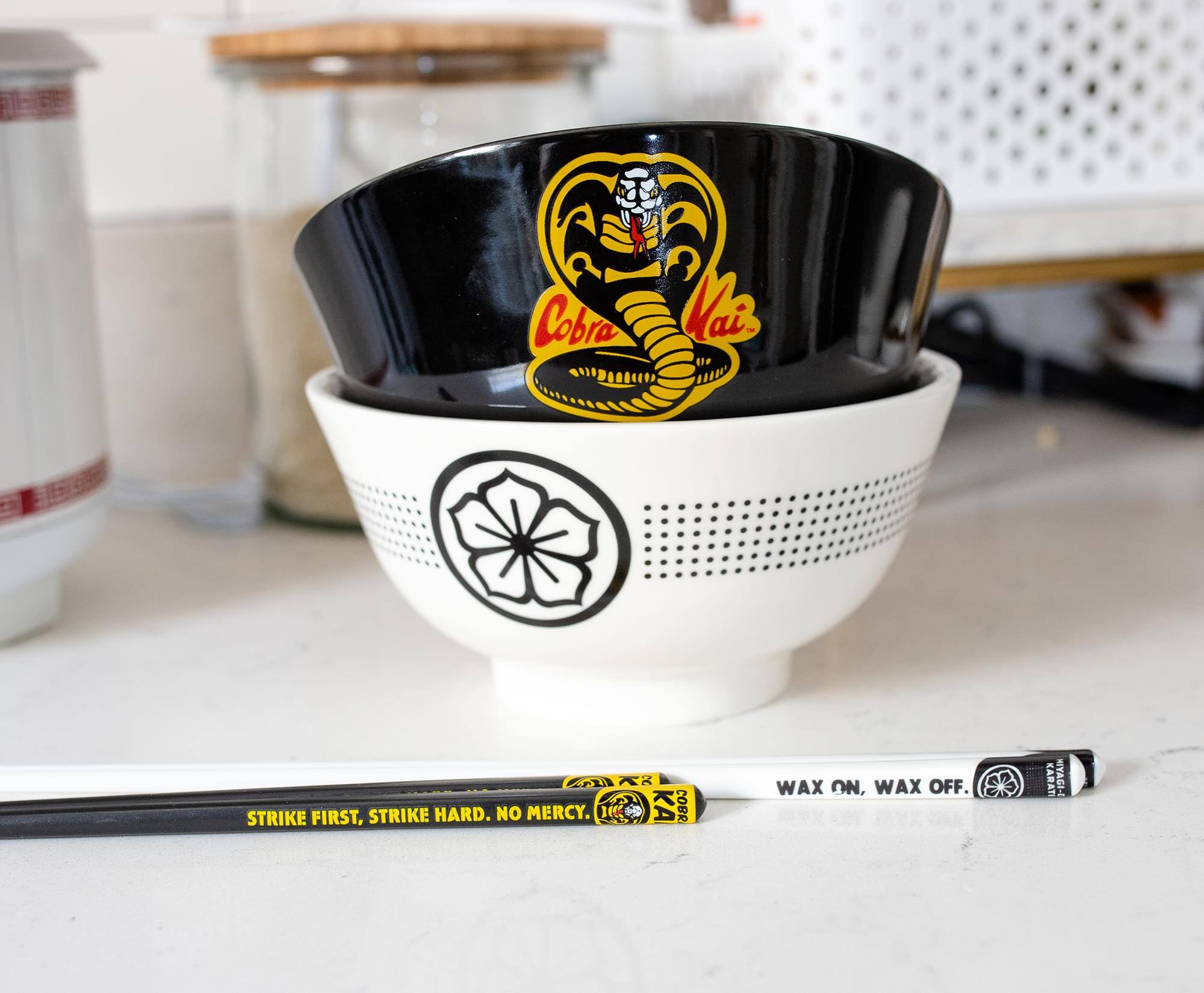 Cobra Kai

Strike First, Strike Hard. No Mercy.

Wax On, Wax Off.

Karat Hiyagi