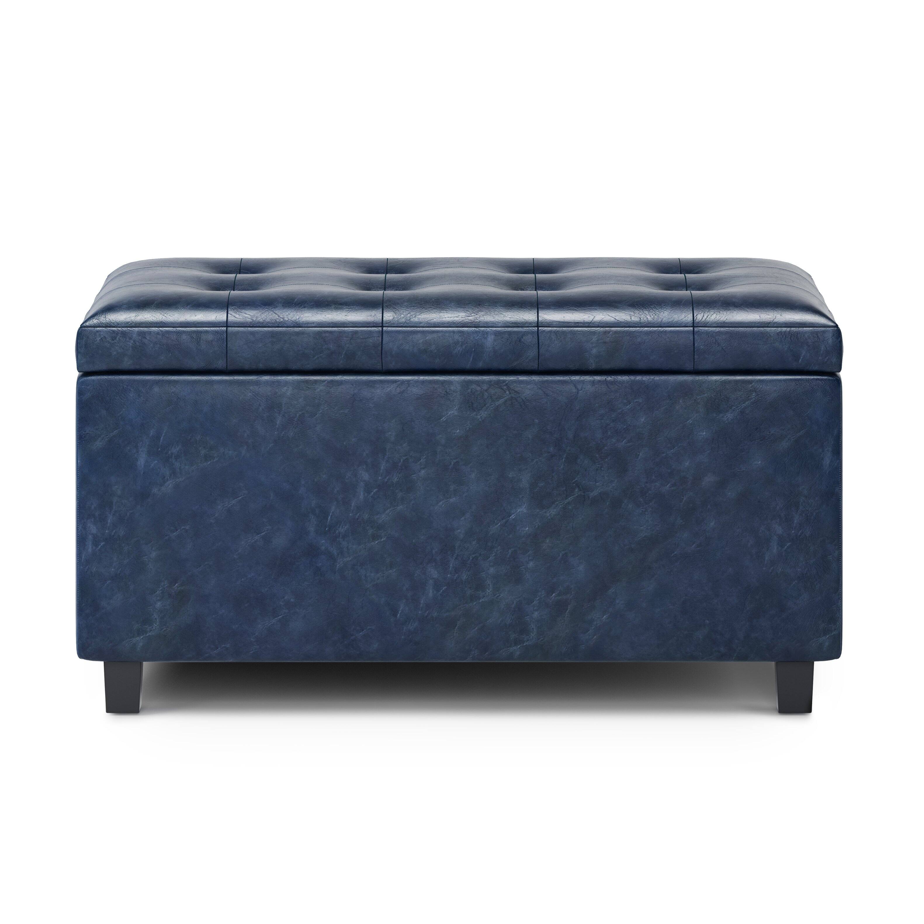 Left. Simpli Home - Cosmopolitan Storage Ottoman - Denim Blue.