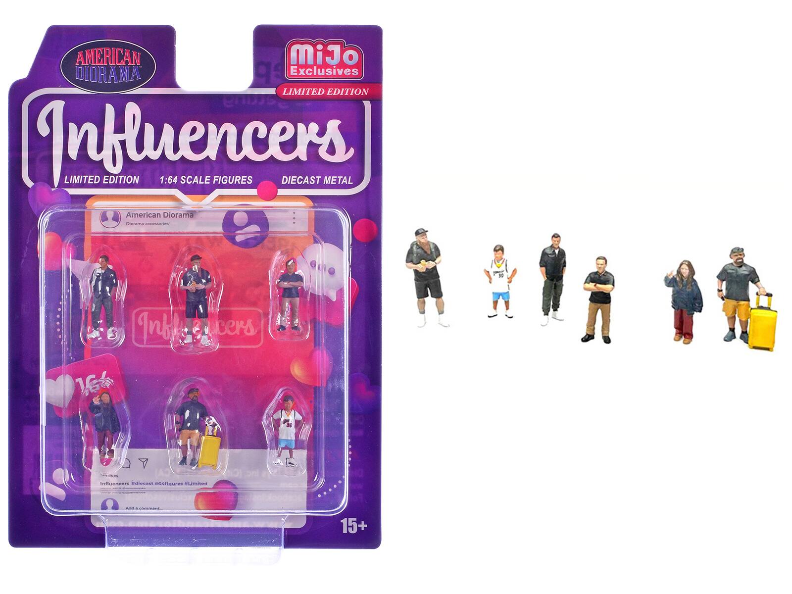 "Influencers" 6 piece Diecast Figure Set Limited Edition for 1/64 Scale Models by American Diorama