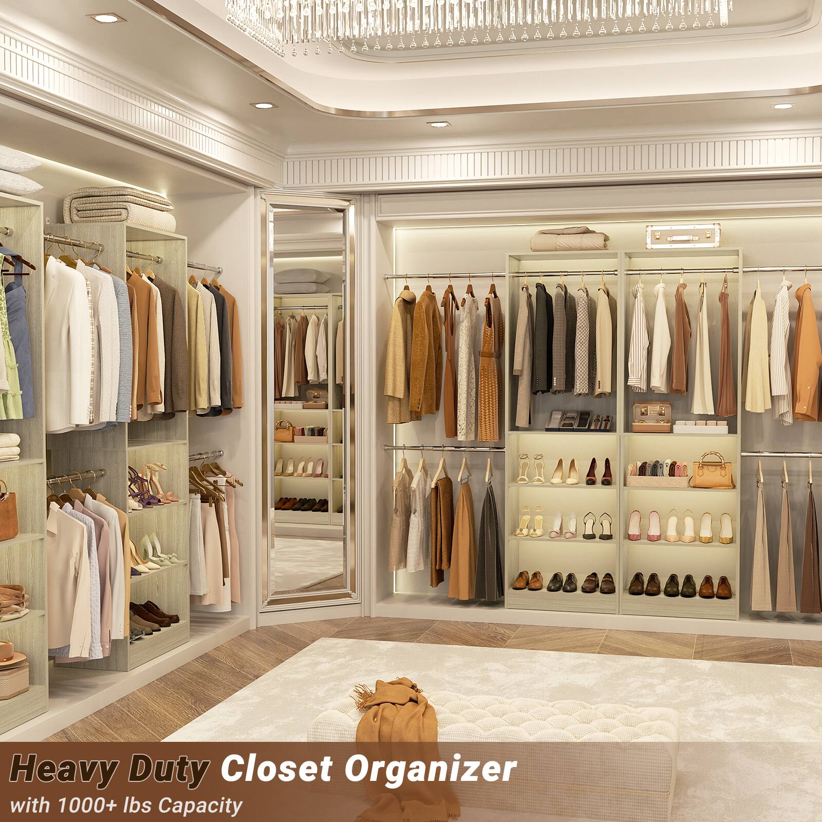 Heavy Duty Closet Organizer with 1000+ lbs Capacity