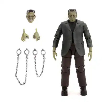 Front. Jada Toys - Universal Monsters 6 Inch Deluxe Collector Figure | Frankenstein - Black.