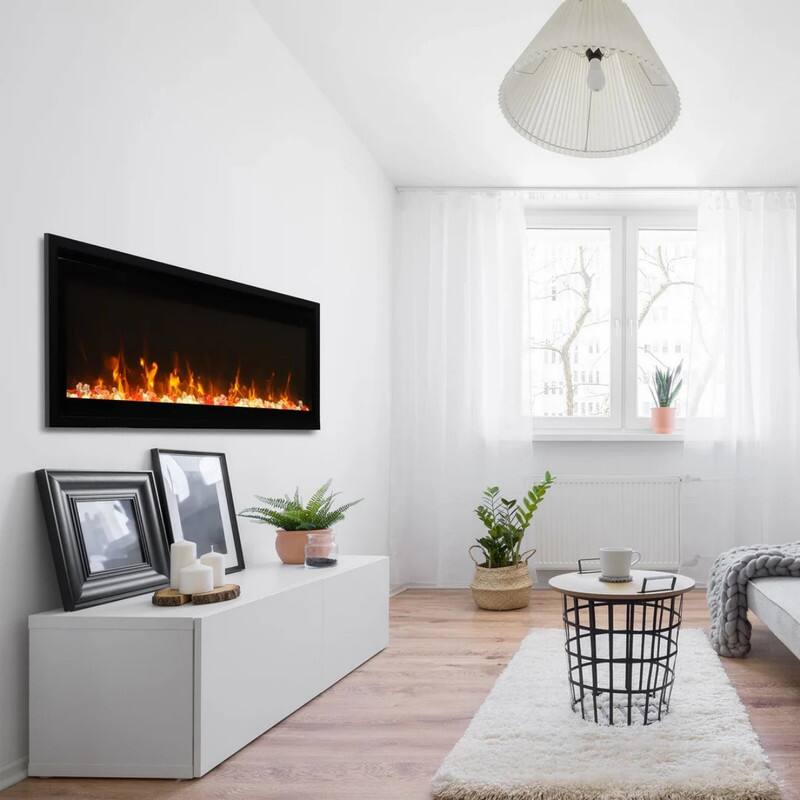 Angle. Edendirect - 5100 BTU 50 in. Fireplace Recessed Ultra-Thin Electric Wall-Mounted Heater Furnace with Multicolor Flame.