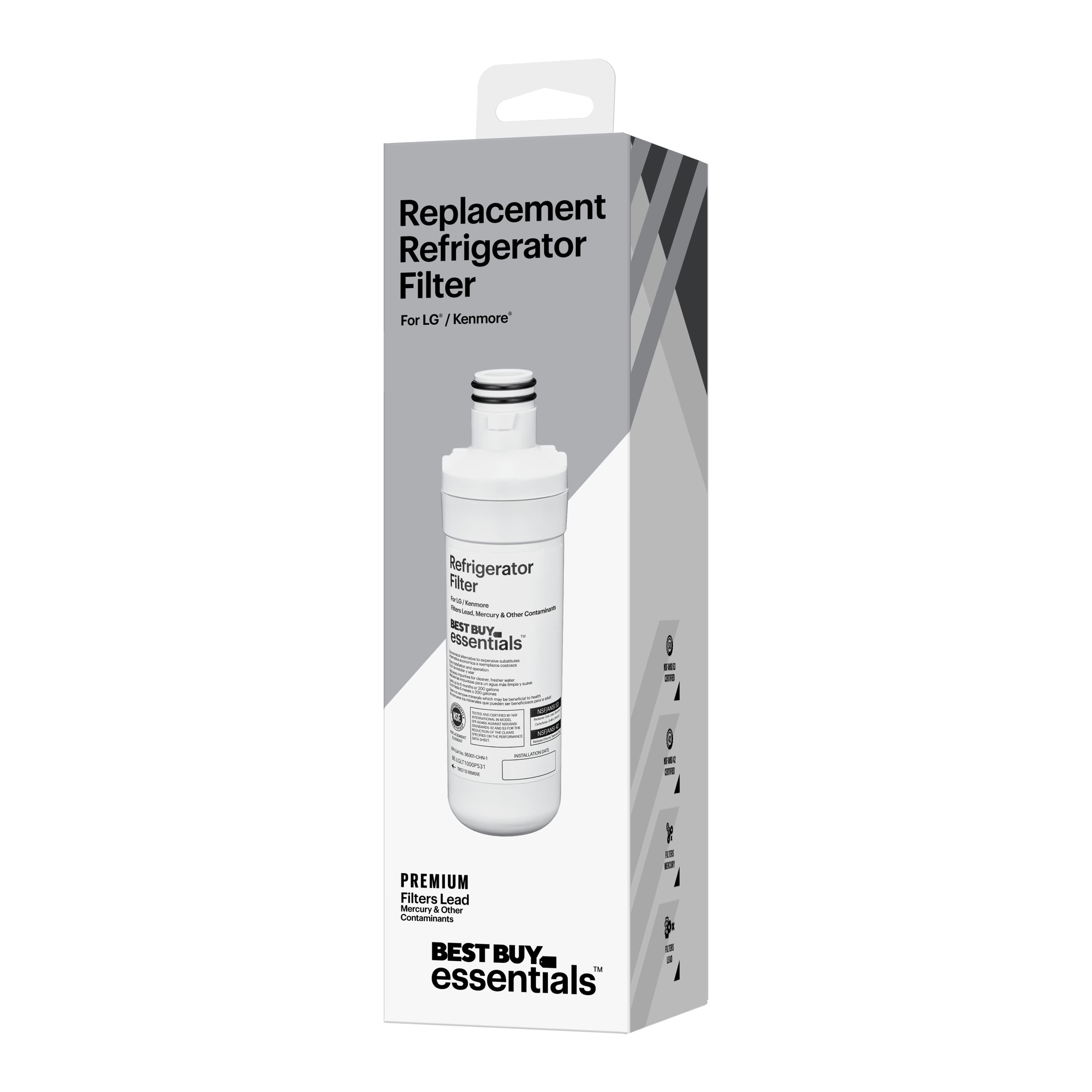 Replacement Refrigerator Filter
For LG / Kenmore
Refrigerator Filter
BEST BUY essentials
PREMIUM Filters Lead Mercury & Other Contaminants
BEST BUY essentials