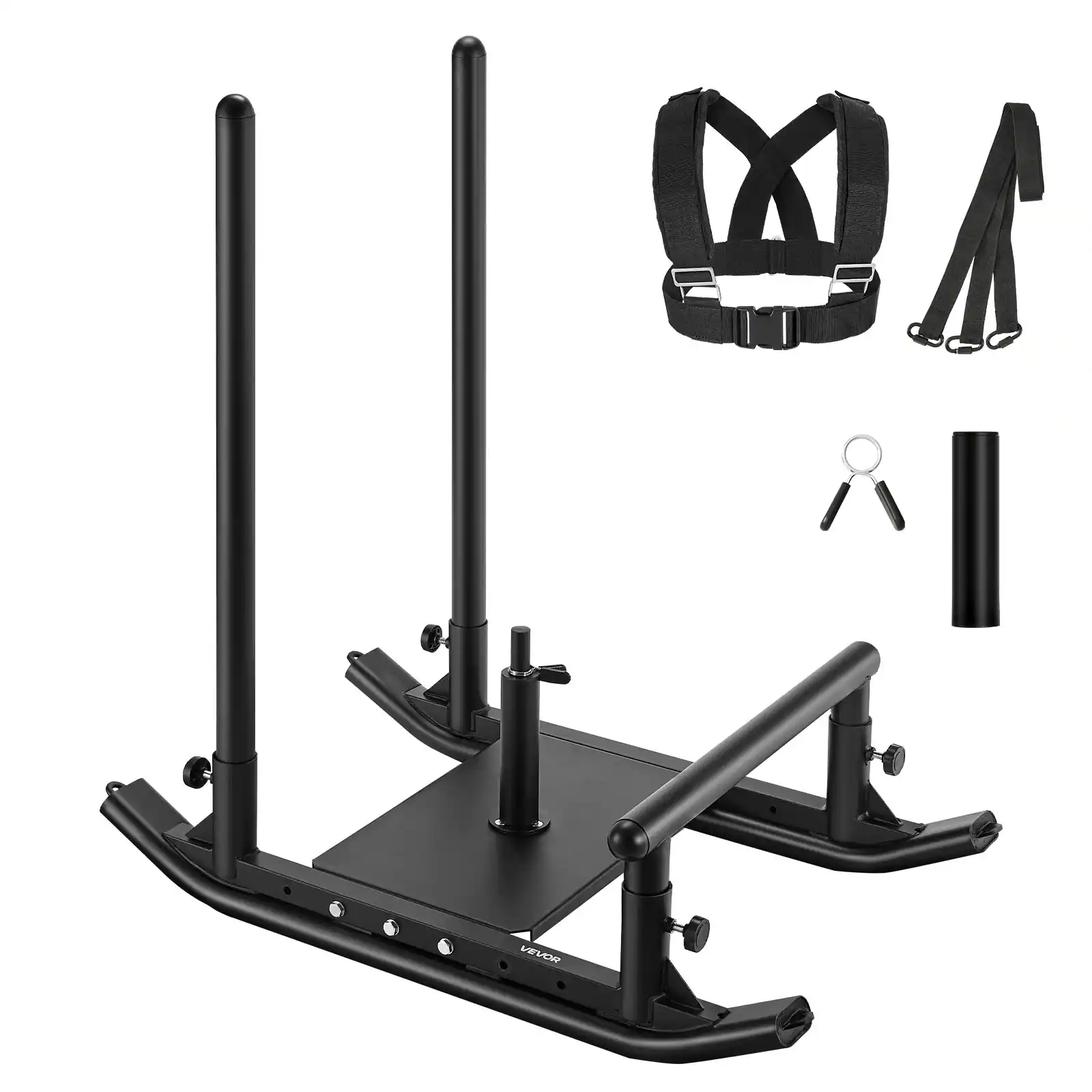 Front. VEVOR - Weight Sled, Steel Power Sled,Fitness Strength Training Sleds for Athletic Exercise Speed Improvement,Fitness Equipment - Black.