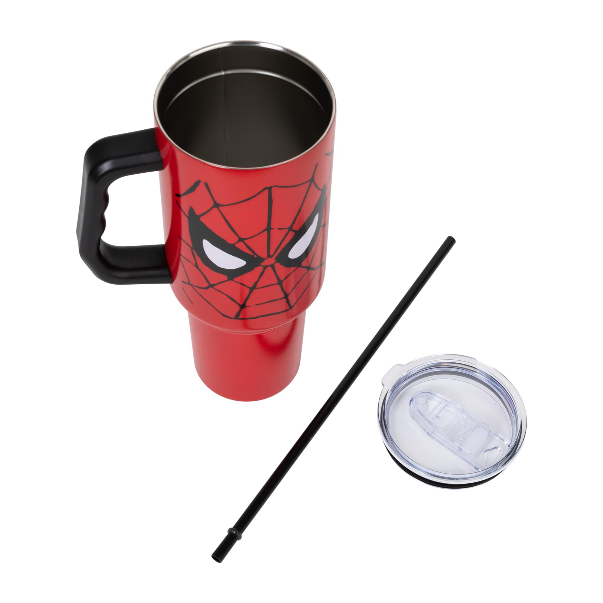 Alt View 10. Silver Buffalo - Marvel Spider-Man Face 40-Ounce Stainless Steel Tumbler With Handle - Multi-Colored.