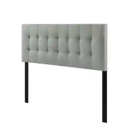 FurniFact - Upholstered Fabric Full Headboard with Padded Design and Elegant Finish - Gray