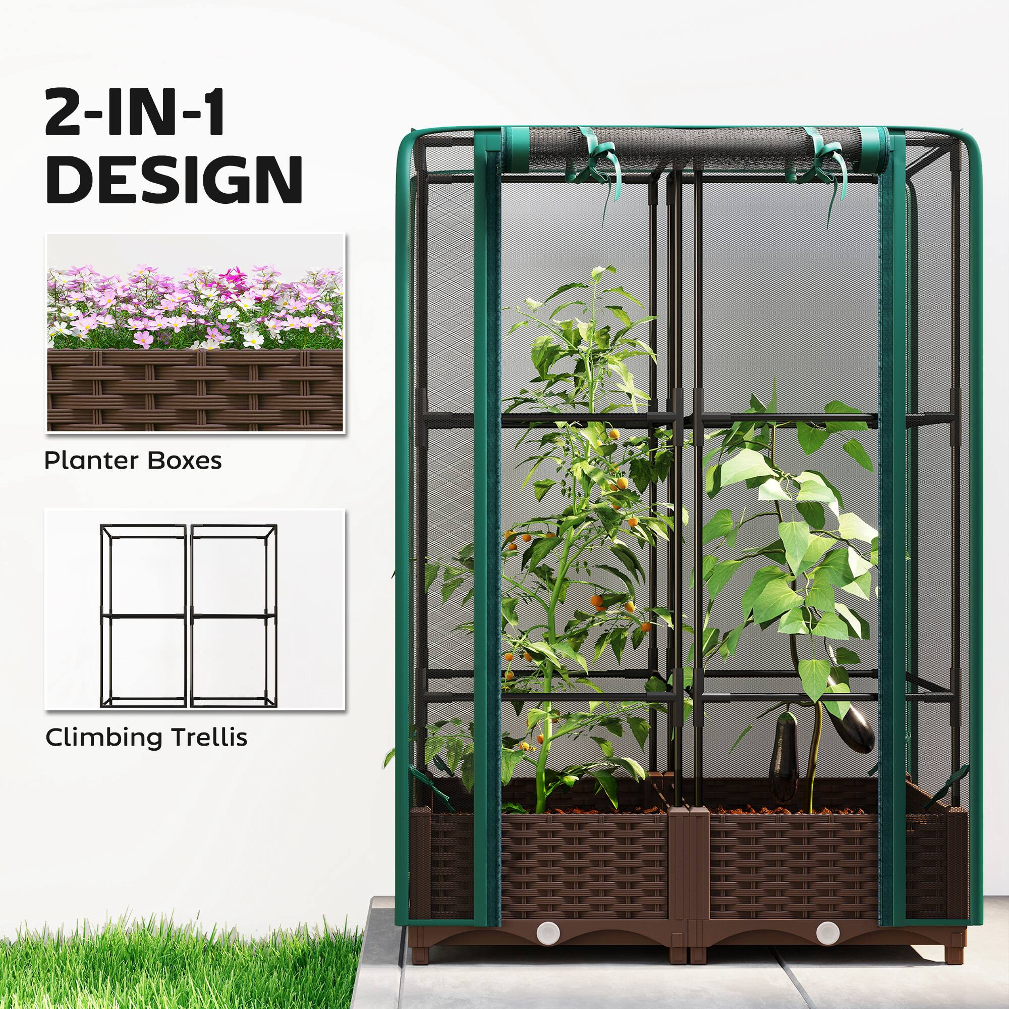 2-IN-1 DESIGN  
Planter Boxes  
Climbing Trellis