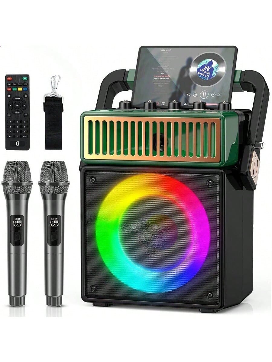 Stamp n Camp - Professional Grade Party, Wireless, Lights System Speaker - Red Edition for Home - Green