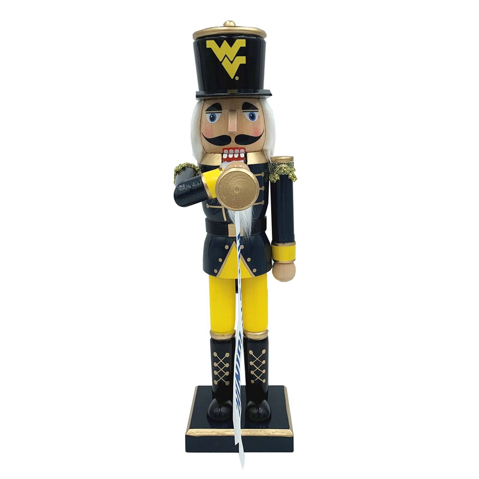 Front. Santa's Workshop - West Virginia Mountaineers 14" Bugler Nutcracker - Blue.