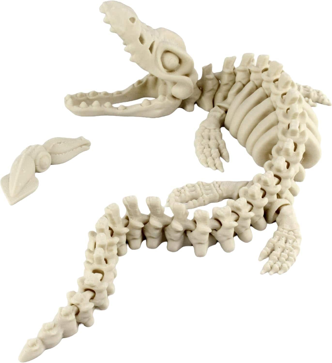 JuzToys - 3D Printed Skeleton Mosasaurus, Prehistoric Collectible Articulating Dinosaur Figurine Desk Decoration by PowerTRC - White
