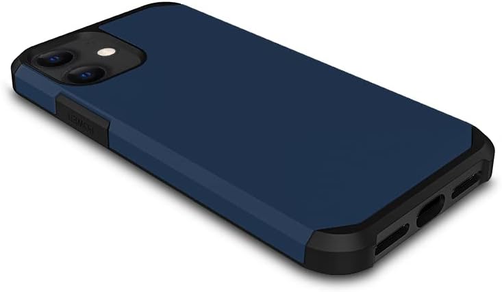 Back. DuraSafe Cases - iPhone 12/iPhone 12 PRO - 6.1" Slim Shockproof Phone Case with Reinforced Corners - Navy Blue.