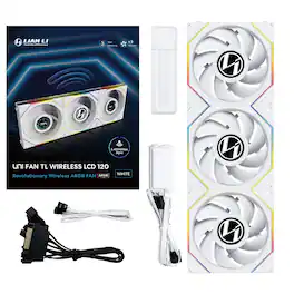 Lian Li - UNI Fan TL LCD 120 Wireless LCP Fan Blade Customizable RGB LEDs Triple Pack With Controller (12TLLCD1W3W) - White