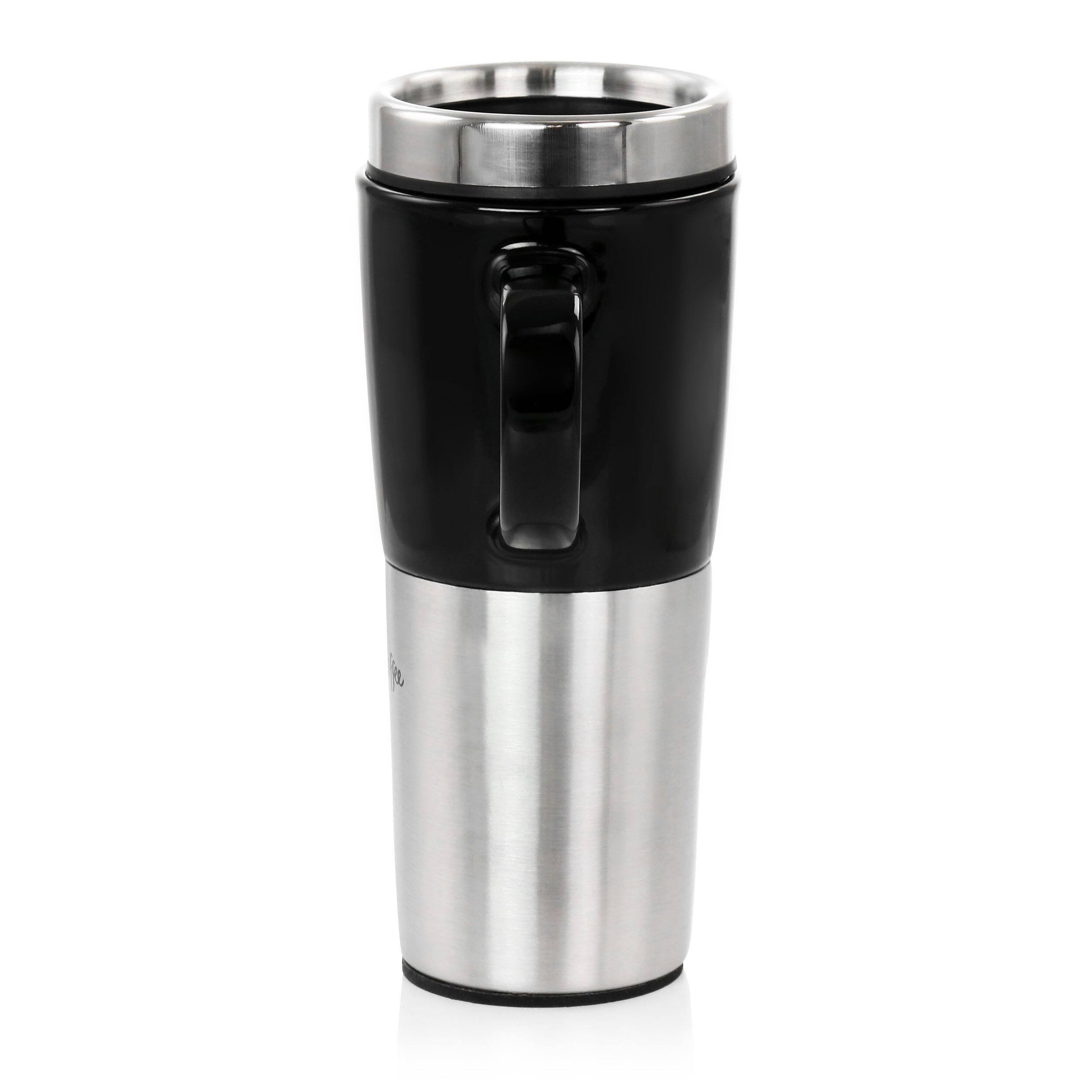 Alt View 1. Brentwood - Mr. Coffee 16oz Stainless Steel and Stoneware Travel Mug - White.