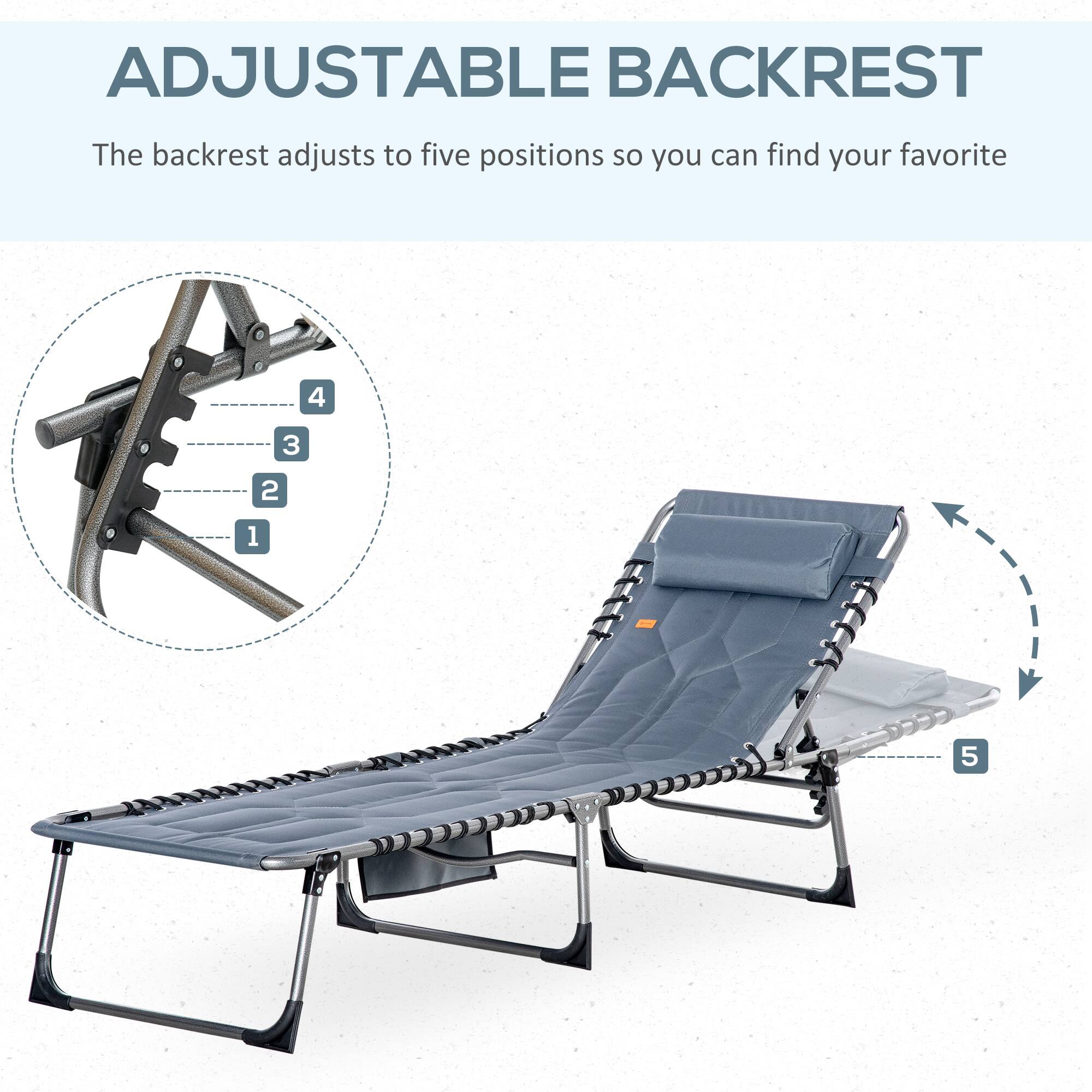 ADJUSTABLE BACKREST
The backrest adjusts to five positions so you can find your favorite 1 2 3 4 5
