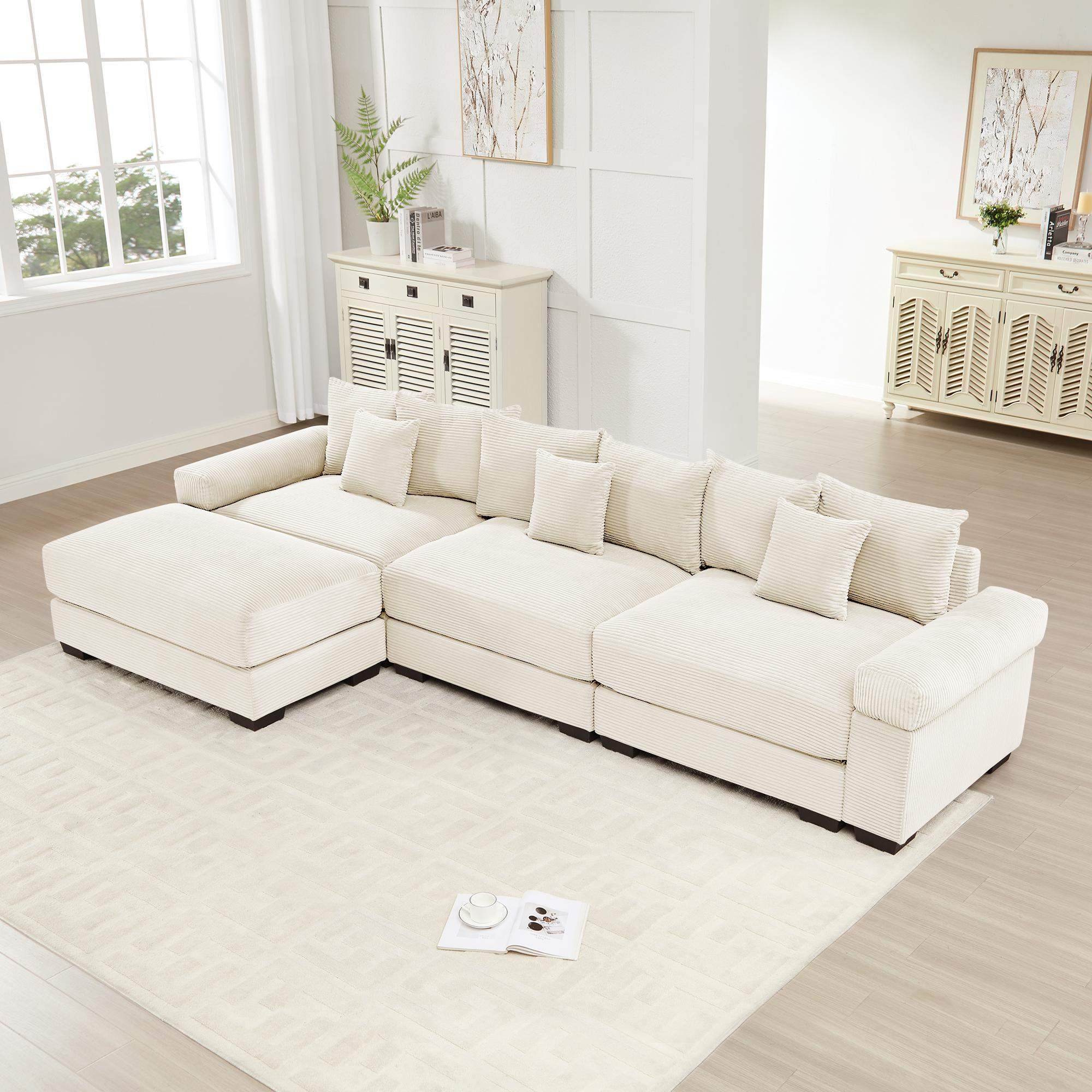 Roomtec 130 inch Oversized Cloud Modular LShape Sectional Couch Soft ...