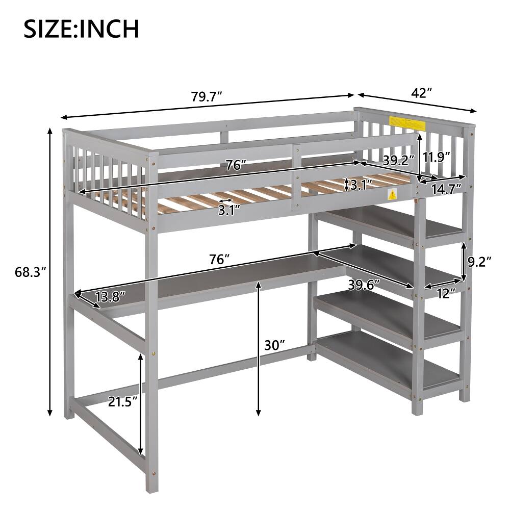 SIZE: INCH  
79.7" 42" 76" 3.1" 39.2" 11.9" 13.1" 14.7" 68.3" 13.8" 76" 39.6" 9.2" 12" 30" 21.5"