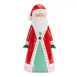 BreeBe - Ceramic Santa Tea Light Holder 10.25"H - Green, White