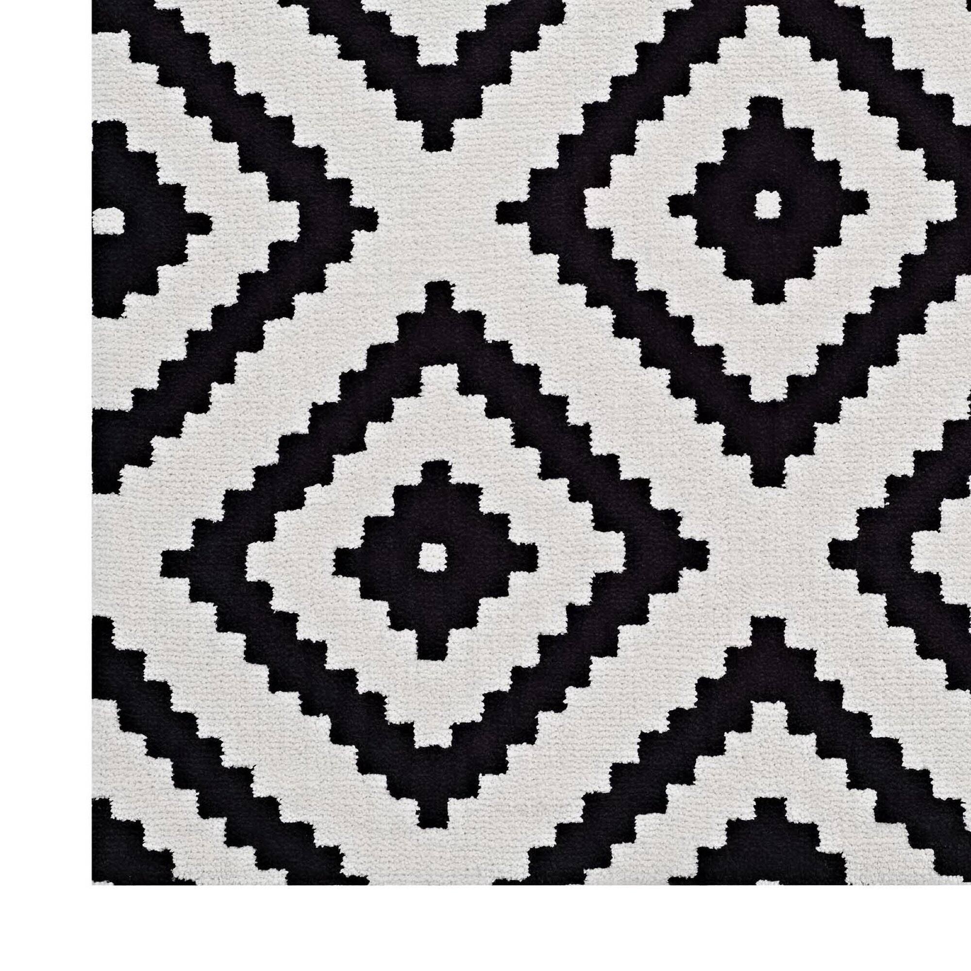 Alt View 1. Modway - Alika Abstract Diamond Trellis Area Rug - Black and White.