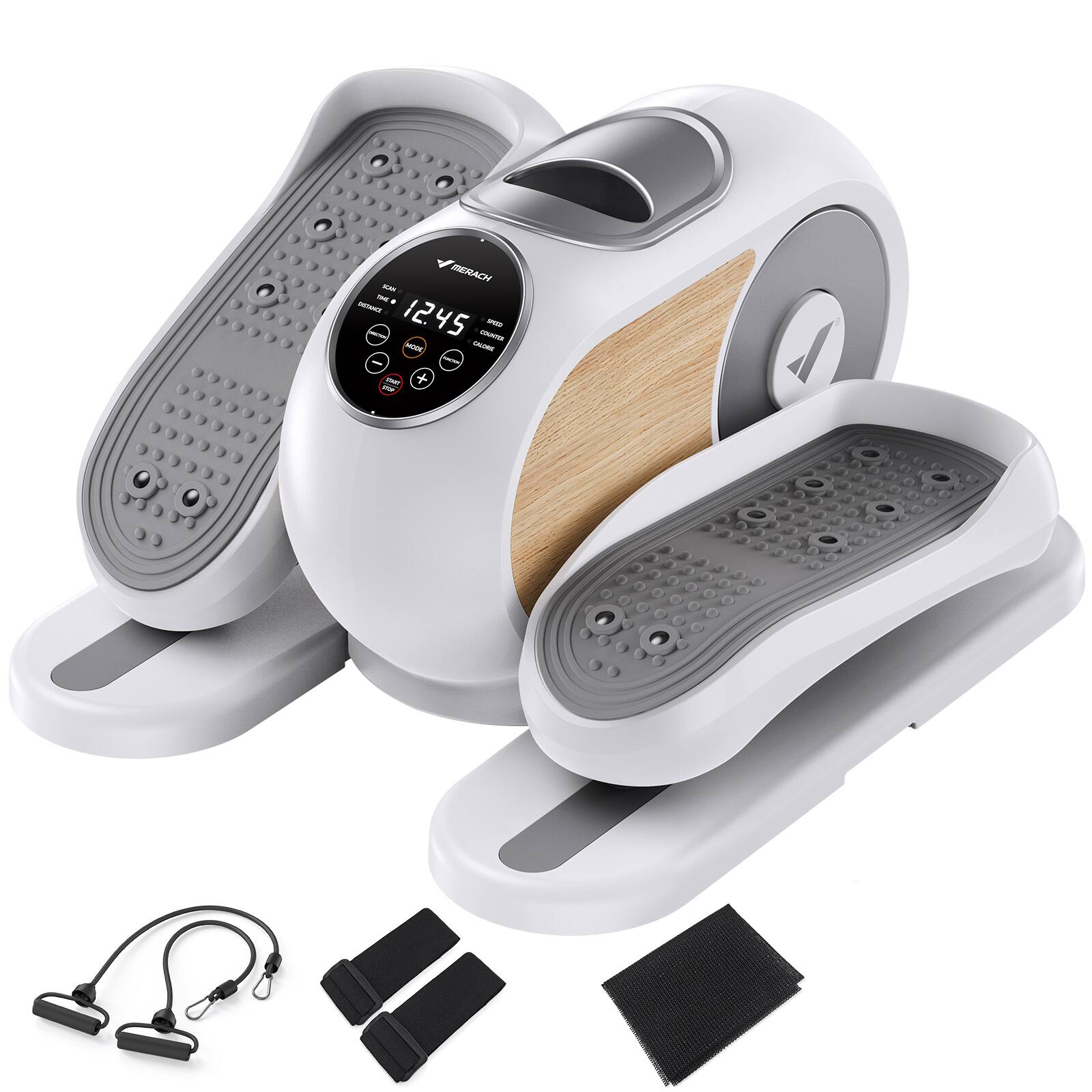 Left. MERACH - MERACH E32 Under Desk Elliptical Machine Leg Exerciser For Home With Remote Control - White.