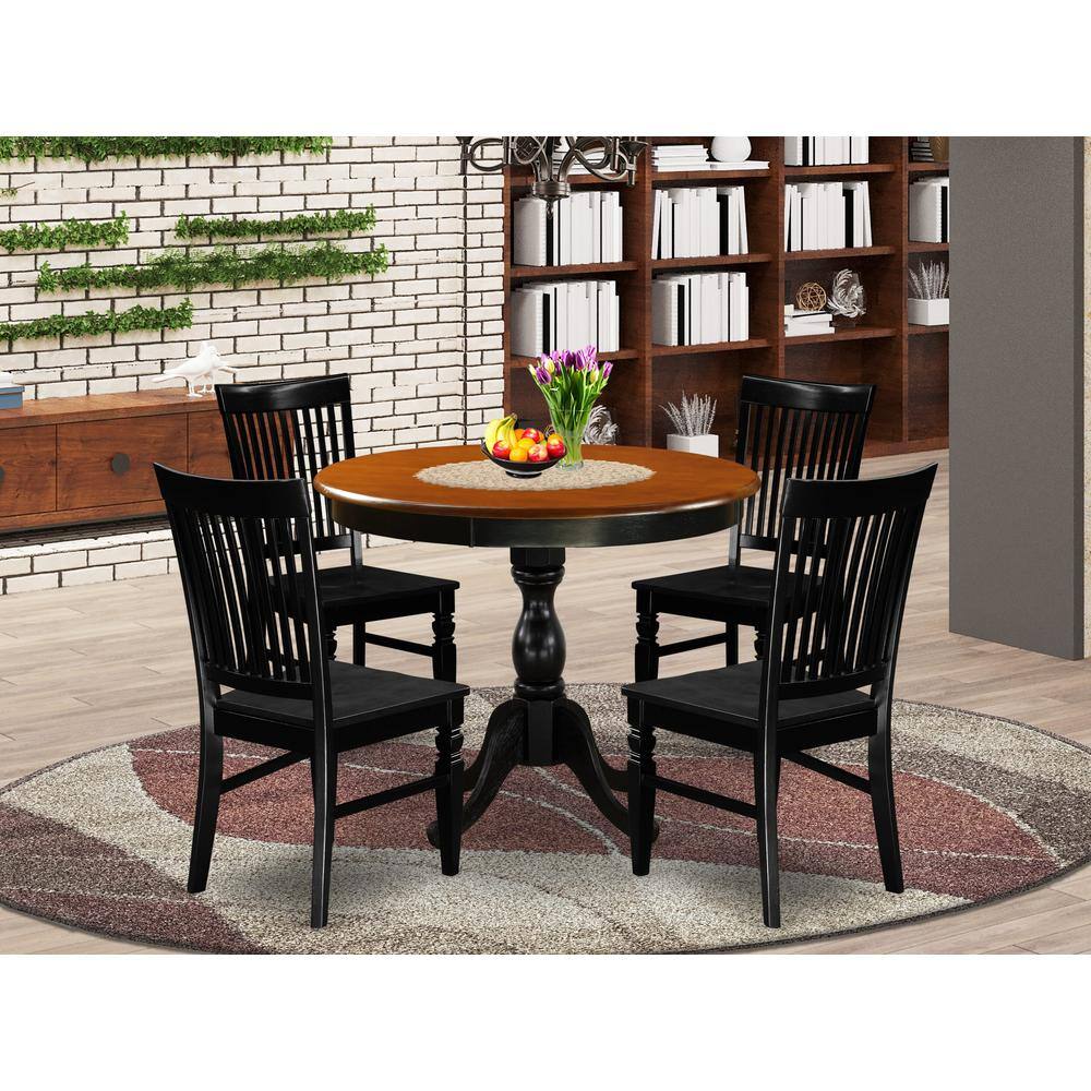 Angle. East West Furniture - East West Furniture 5-Piece Dining Room Table Set Contains a Modern Kitchen Table and 4 Dining Chairs with Slatted Back - Multi-Color.