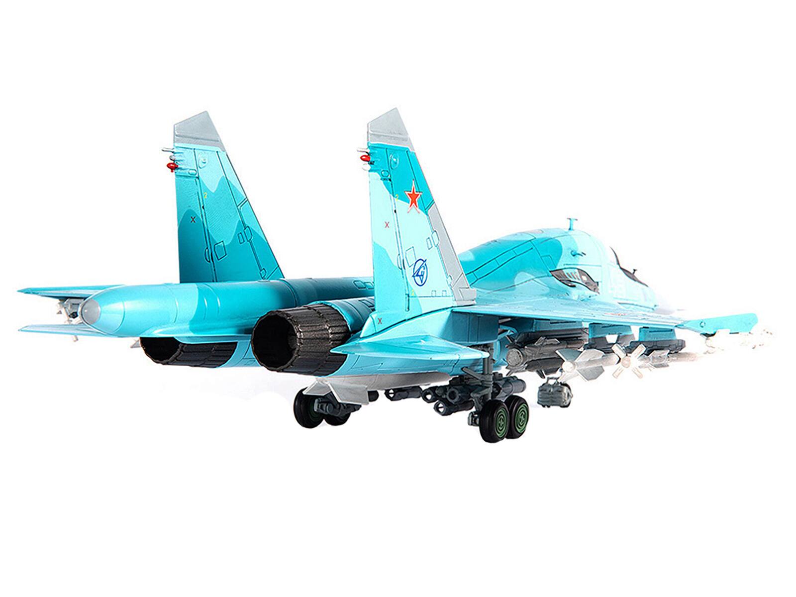 Left. JC Wings - Sukhoi SU-34 Fullback Fighter Aircraft "Russian Air Force Ramenskoye" (2011) 1/72 Diecast Model by JC Wings - Grey, Blue.