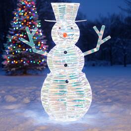 BreeBe - Lighted Christmas Snowman 4ft Tall with White LEDs and Stakes - Multicolor