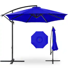 Best Choice Products - 10ft Offset Hanging Outdoor Market Patio Umbrella w/ Easy Tilt Adjustment - Resort Blue