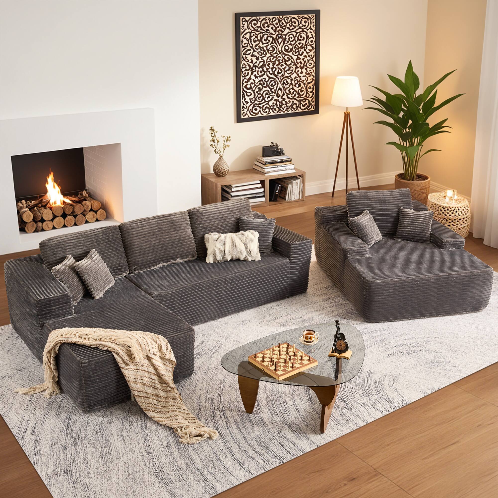 Grey(Plush Corduroy, Left Facing)