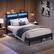 Alt View 10. Bestier - Queen Platform Bed Frame with Storage Headboard, LED Lighting, and USB Charging Station. - Black.