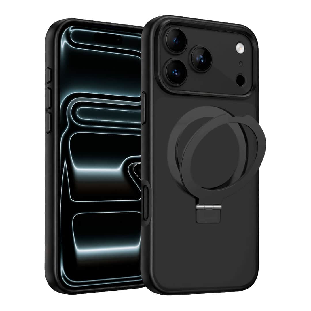 Entronix - [Magnetic] Case Compatible with iPhone 18 Pro - Translucent Frosted Matte Gripstand - Black