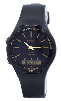 Casio - Alarm Chrono Dual Time Quartz AW-90H-9EVDF Men's Watch 50M - Black