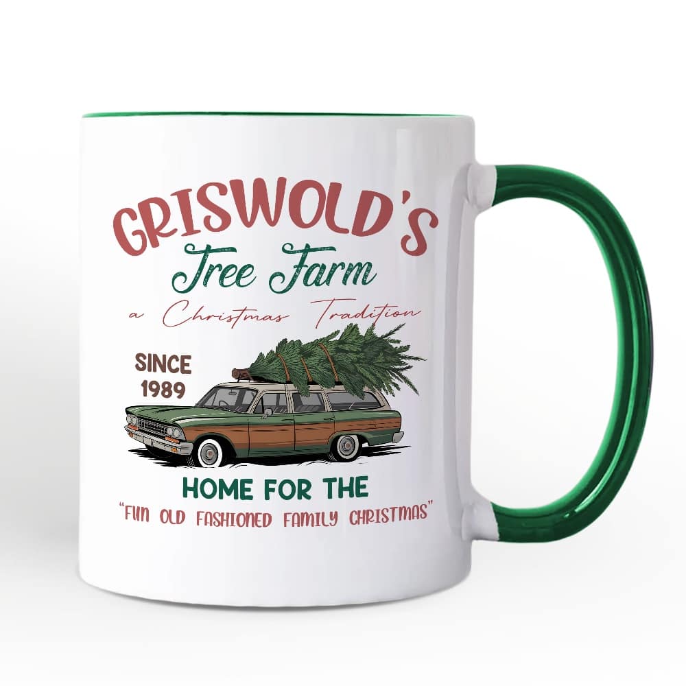 OrnamentallyYou - Griswold’s Tree Farm Mug, Retro Family Christmas Vacation Gift - White