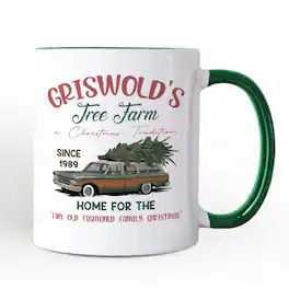 OrnamentallyYou - Griswold’s Tree Farm Mug, Retro Family Christmas Vacation Gift - White