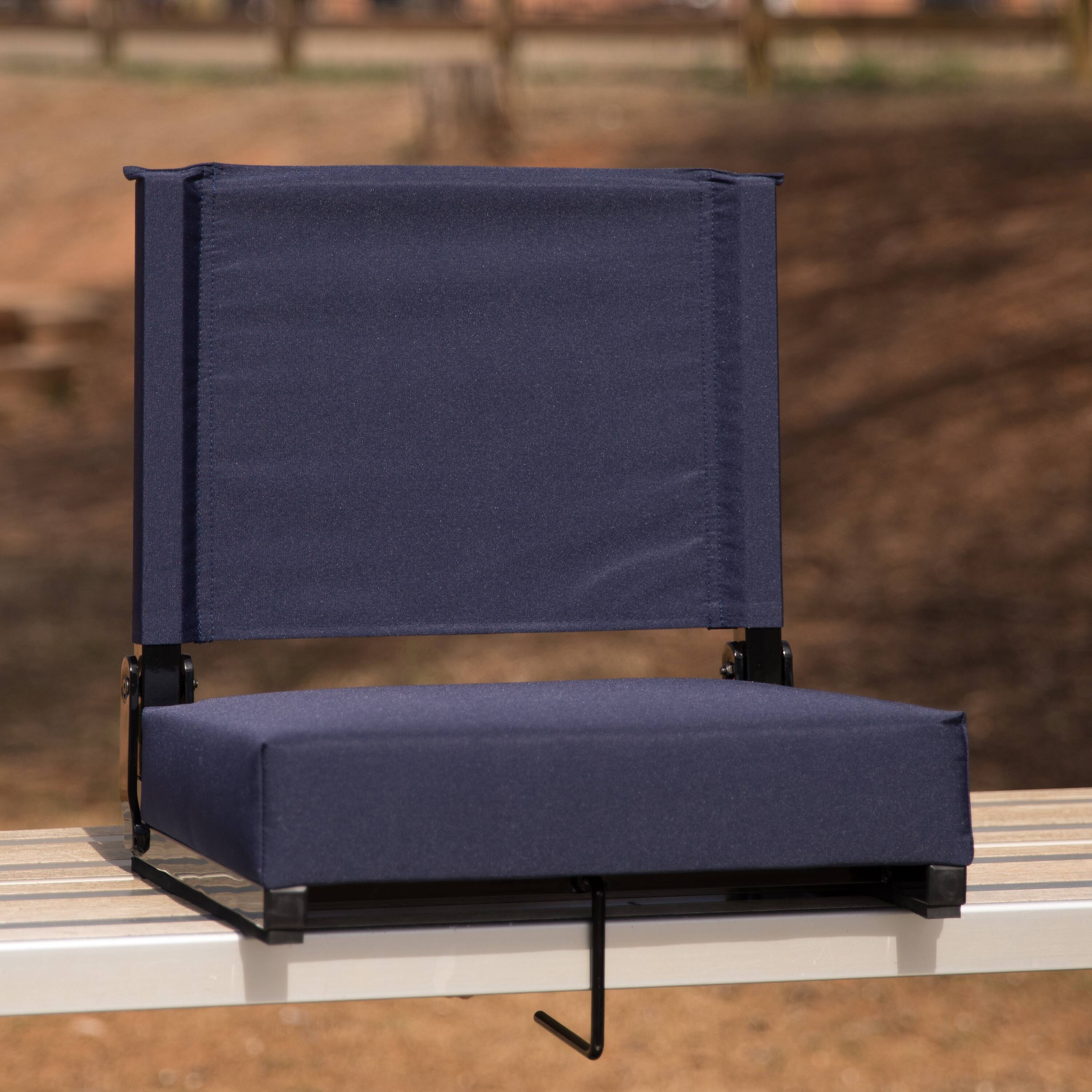 Alt View 1. Emma + Oliver - 500 lb. Rated Lightweight Stadium Chair with Handle & Ultra-Padded Seat - Navy.