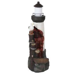 Sunnydaze - Gull's Cove Lighthouse Water Fountain with LED Lights - 36 in - White