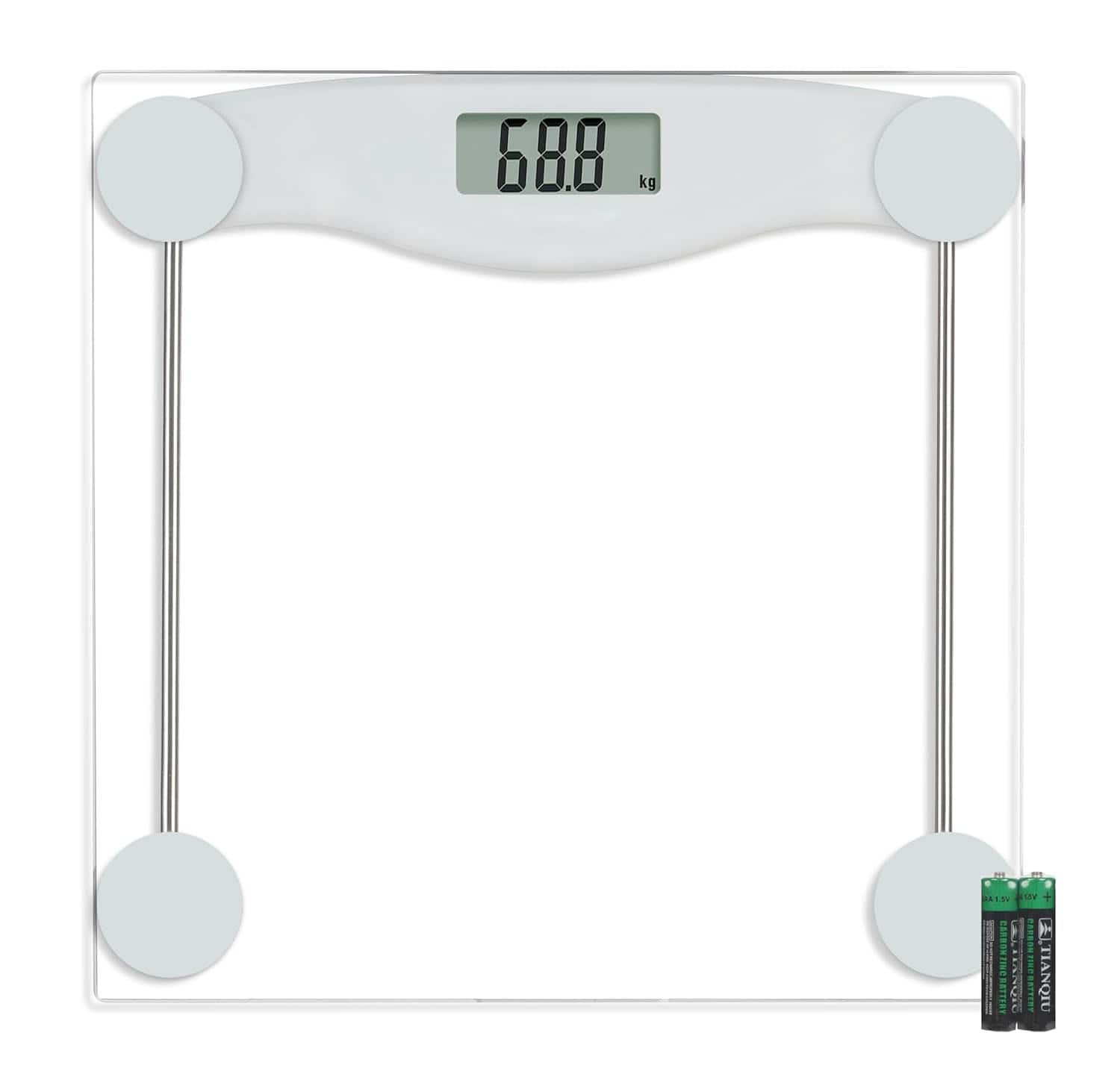 FINEAK - Digital Bathroom Scale for Body Weight Loss, 330 lbs Capacity - Bright White
