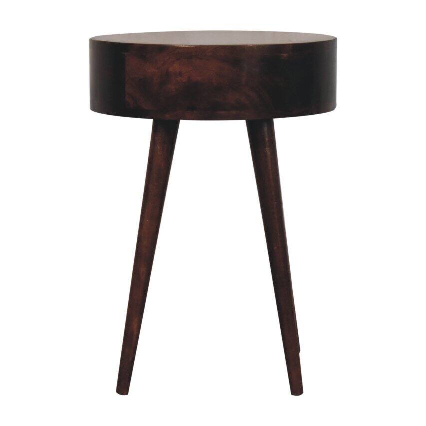 Alt View 4. Artisan Furniture - Artisan Furniture Solid Wood, Nordic California Walnut Circular Shaped Bedside, 1 Drawer, Nordic Legs, Dark Brown - Walnut Finish.