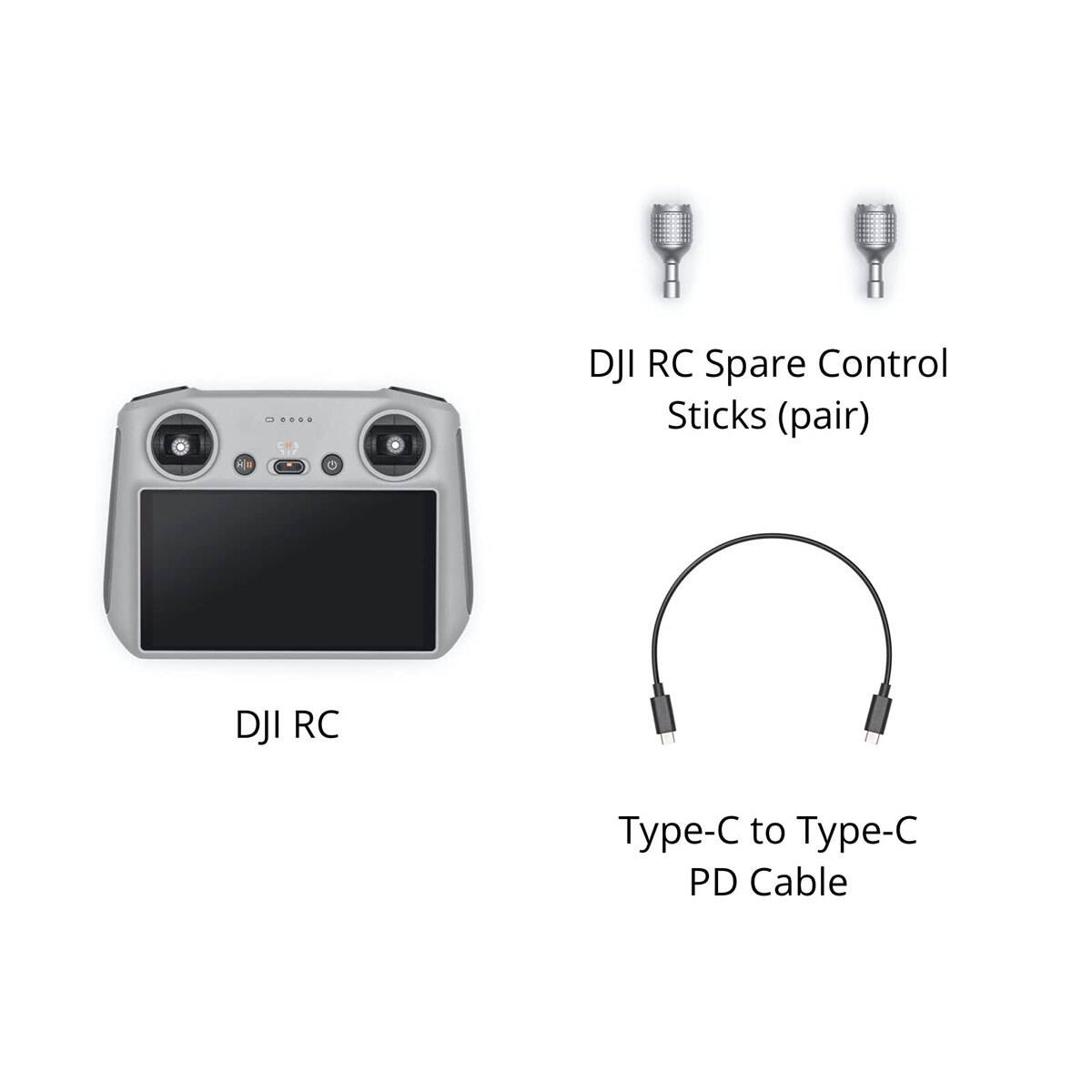 - DJI RC Spare Control Sticks (pair)
- DJI RC Type-C to Type-C PD Cable