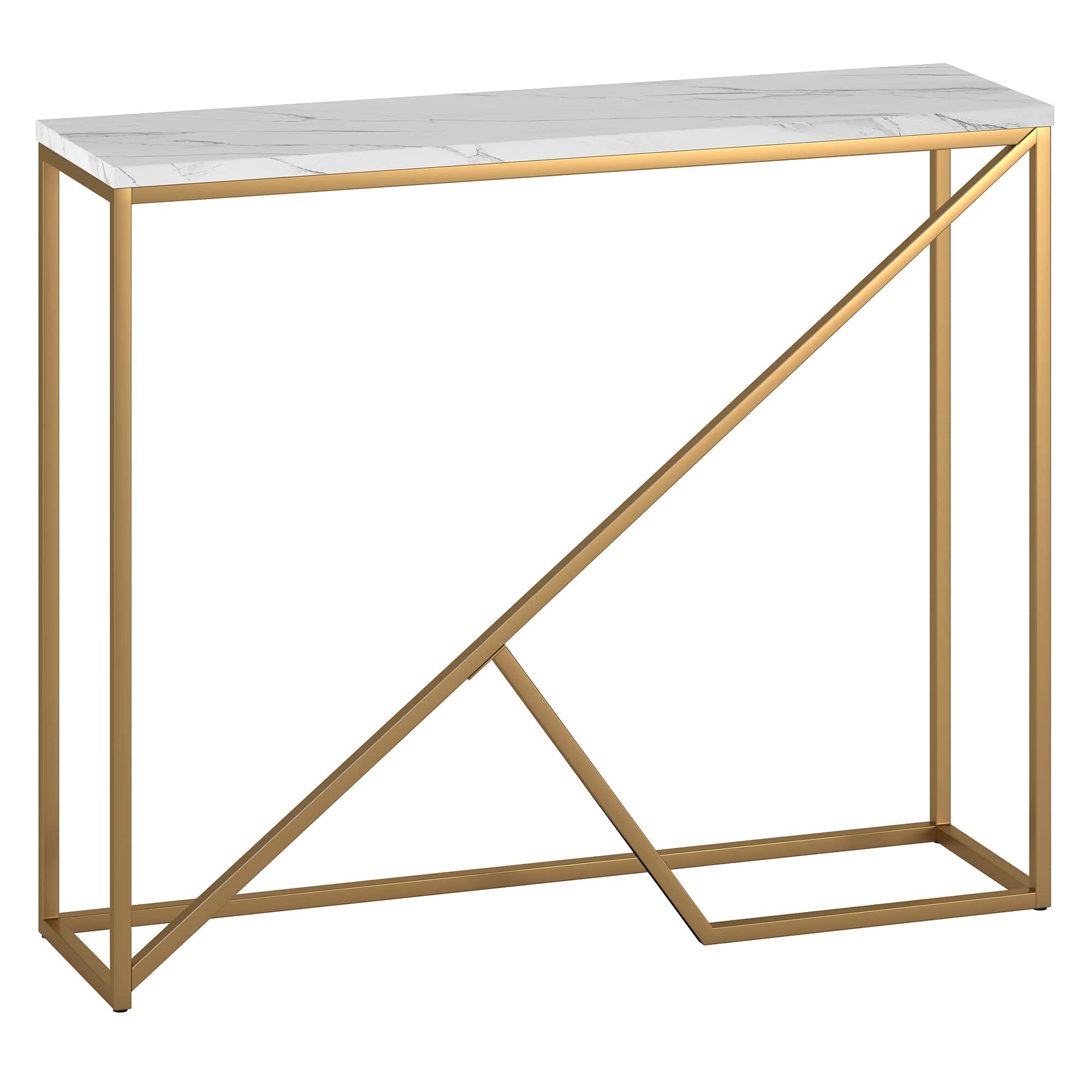 Angle. Camden&Wells - Stella Console Table - Brass/Faux Marble.